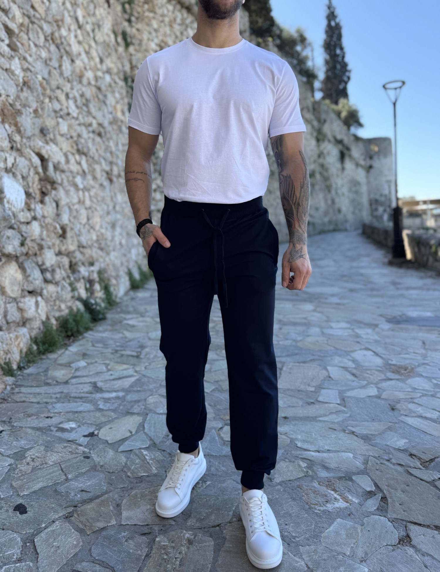 Ανδρική αθλητική μπλε navy φόρμα με λάστιχο 50125 φωτογραφία